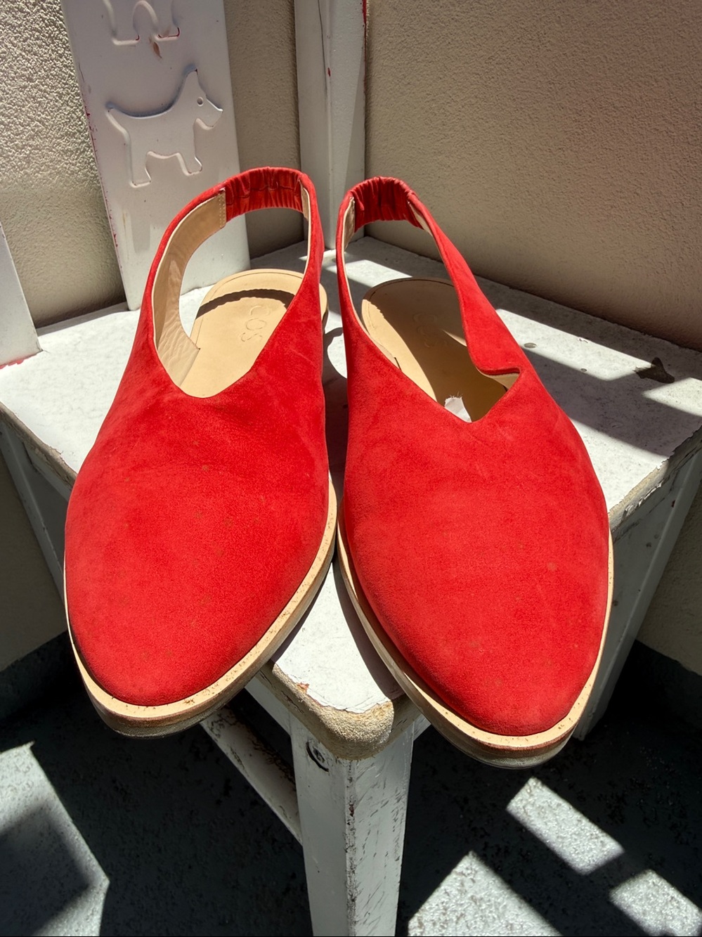 COS Womens Suede Slingback Slip On Flats Red Size 40 EU Size 8.5/9 US